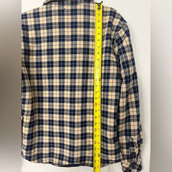 Nomad Men’s Small Navy Blue and Cream Plaid Lined Flannel Shirt Long Sleeve EUC - Picture 5 of 6